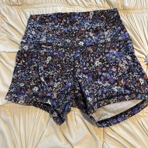 Lululemon Athletica Purple and Black Bike Shorts with High Waistband: align 4”